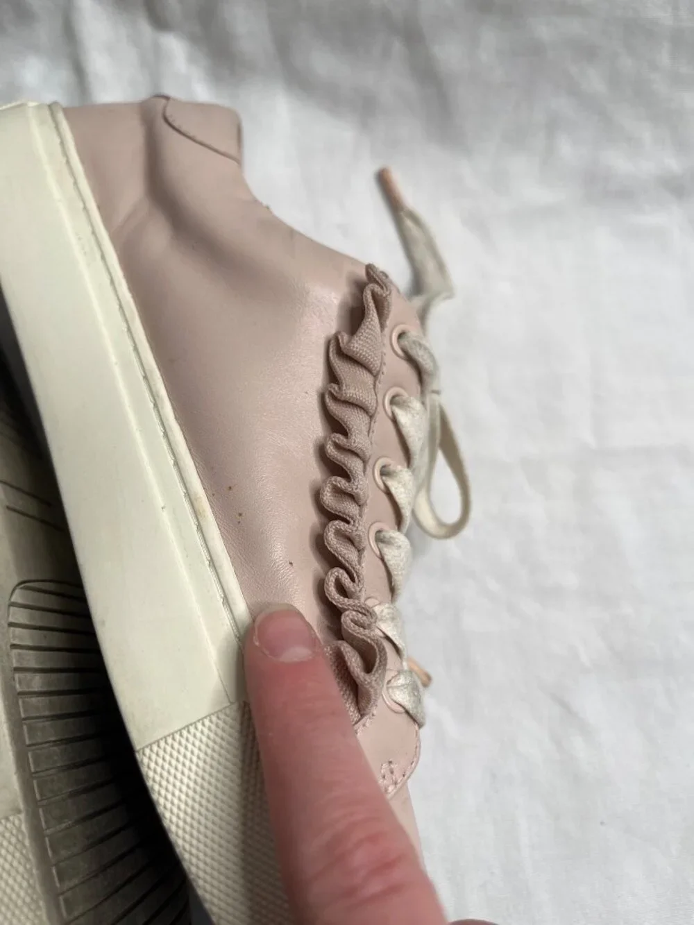 Tory Burch Sport Pink Leather Low-Top Ruffle Life Style Sneakers Womens Size 7.5 - Picture 8 of 8